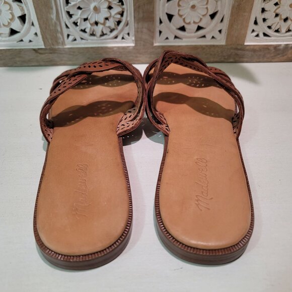 Madewell Womens Sz 9.5 The Cora Tan Leather Slide Sandal Comfort Shoe Casual - Picture 4 of 11